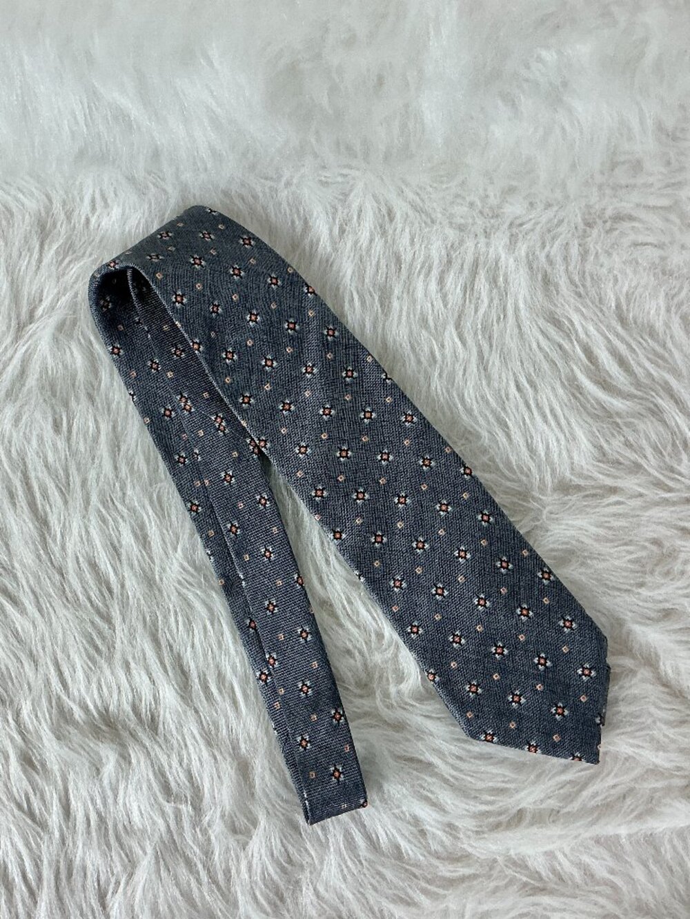 Ermenegildo Zegna Gray Orange Geometric  Starburst Silk Tie